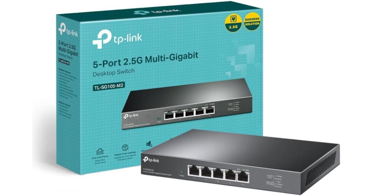 TP-Link TL-SG105 Unmanaged 5-Port 2.5G Multi-Gigabit Desktop Switch, 802.3X Flow Control, 802.1p/DSCP QoS, Ideal for Small and Home Office with fanless Design, Metal Casing, Plug and Play