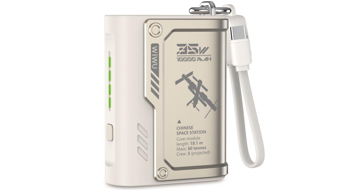 باور بنك (شاحن متنقل) WIWU Wi-P026 Shield 10000mA Compact Design & Fast Charging, PD 35W + QC - Titanium Gold