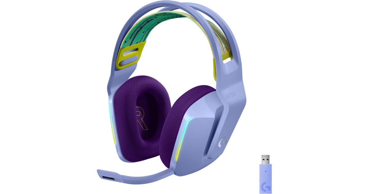 سماعة لاسلكية Logitech G733 LightSpeed w/ Suspension Headband Lightsync RGB & Blue VOiCE MIC Technology , Lilac