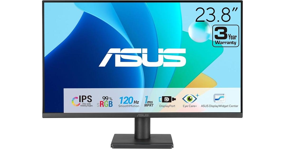 ASUS VA249QG Eye Care Gaming 24” IPS Full HD 120Hz 1ms Low Blue Light Flicker Free Ultra-Slim 300 nits w/ VGA , Display Port , HDMI & Speakers