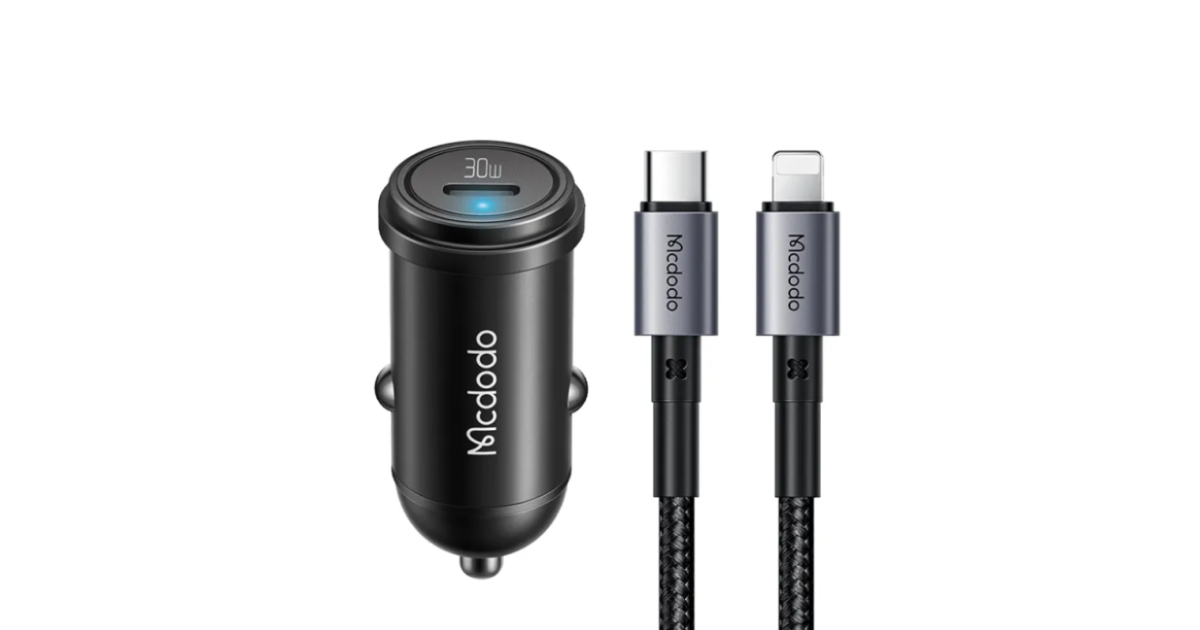 شاحن سيارة Mcdodo CC-7492 30W 1C PD Fast + 36W C to Lighting Cable 1.2m