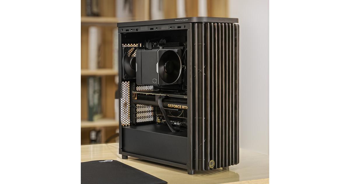 ASUS ProArt PA401 Wood Edition Tempered Glass Panel, 2x 160mm Pre-Installed Fans, Up to 240mm Radiator & 5x Fan Support, Removable Dust Filters, Black