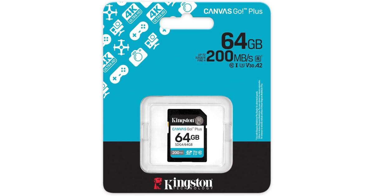 Kingston Canvas Go! Plus SD Memory Card (64GB) For DSLRs, Mirrorless Cameras & 4K Video Up to 200MB/s