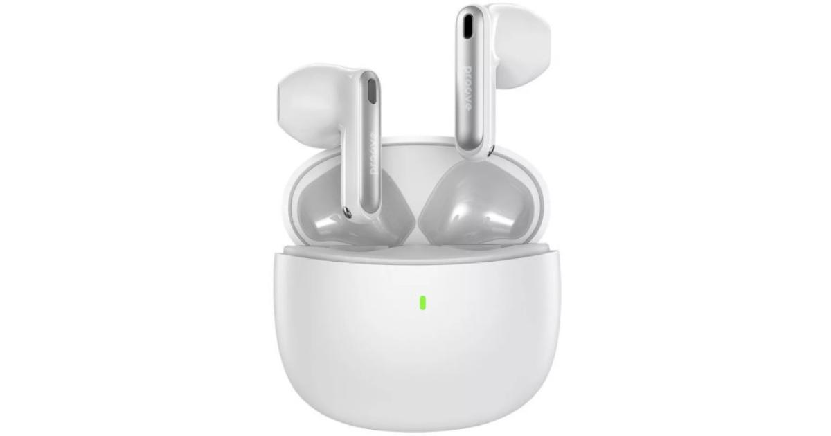 Proove INTRO TWS Earphones, ENC, Touch Control, Compact Size, Fast Charging, IPX4 Water Resistance, Bluetooth 5.3, up to 6 Hours - White