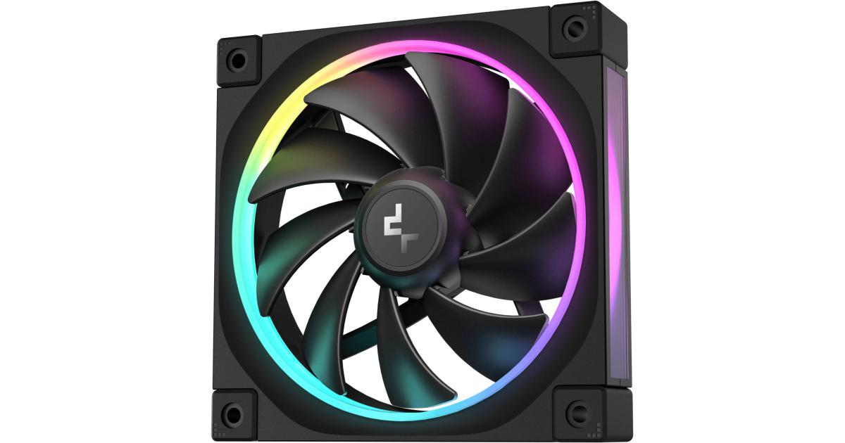 DeepCool FL12 120mm Case Fans, 2150 RPM Fan Speed, 55 CFM Fan Airflow, Fluid Dynamic Bearing Type, 4-Pin PWM Fan Connector, Addressable RGB LED, Single Pack, Black