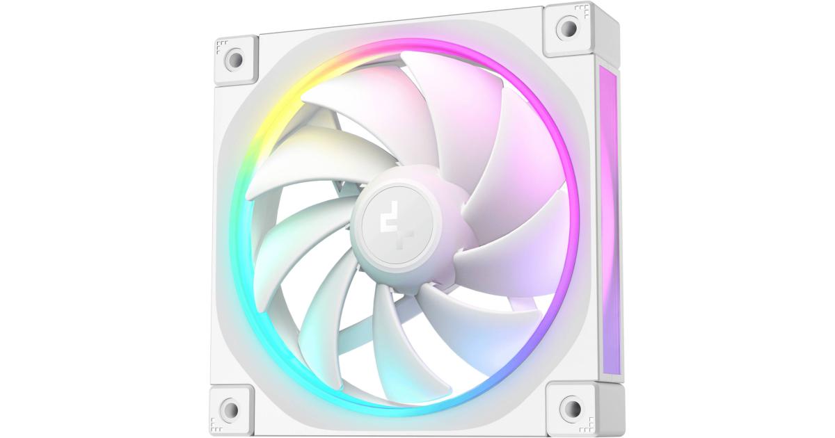 DeepCool FL12 120mm Case Fans, 2150 RPM Fan Speed, 55 CFM Fan Airflow, Fluid Dynamic Bearing Type, 4-Pin PWM Fan Connector, Addressable RGB LED, Single Pack, White