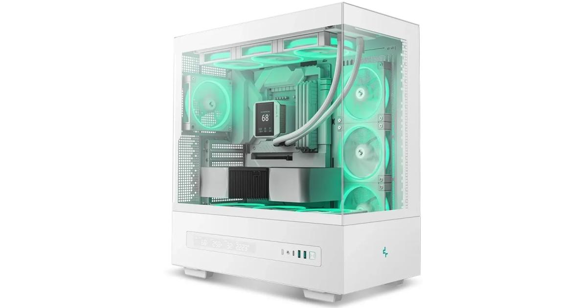 DeepCool CH690 DIGITAL Mid Tower w/ Semi-Glass Panel & Digital Display For Real-Time Monitoring Support 420mm Radiator & Rear Connector , White