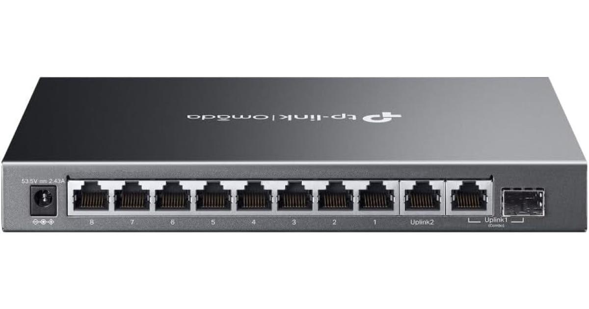 TP-Link Omada ES210GMP 10-Port Gigabit Easy Managed Switch 123W Power Budget with 8-Port PoE+