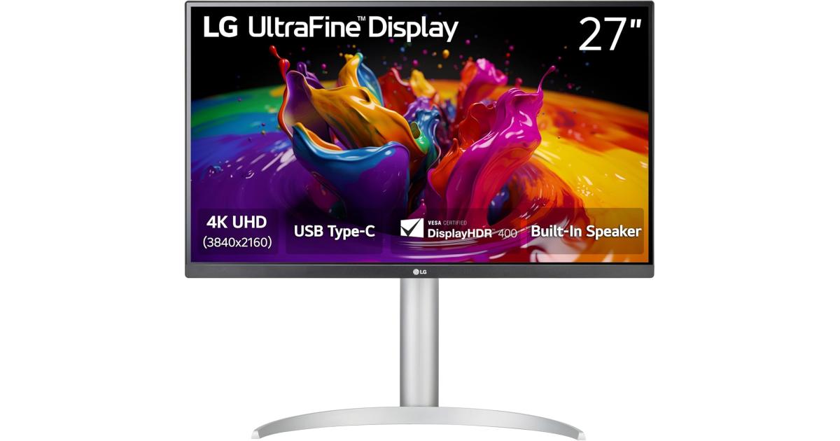 LG 27UP850K Ultrafine 27" IPS 4K UHD (3840 x 2160) HDR 400, DCI-P3 95% Built-in Speaker, HDMI, DisplayPort, USB Type-C 90W PD, Tilt/Height/Pivot Adjustable Stand, White