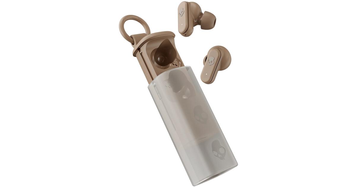سماعات Skullcandy Dime Evo Wireless Earbuds, Bluetooth , Noise Isolating Fit, Up to 36 Hours Battery, Microphone for iPhone Android, Easy Carry with Clip-Anywhere Case - Primer