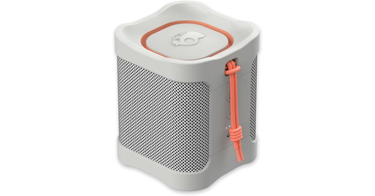 Skullcandy Terrain Mini Wireless Bluetooth Speaker - IPX7 Waterproof Portable with Dual Custom Passive Radiators, 14 Hour Battery, Nylon Wrist Wrap, & True Stereo - Bone