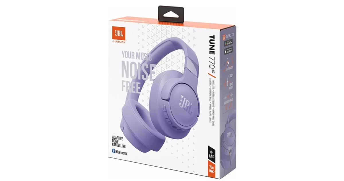 JBL TUNE 770NC Adaptive Noise Cancelling Over-Ear Bluetooth 5.3 Up to 70H battery Speed Charge Lightweight Comfortable & Foldable design - Purple