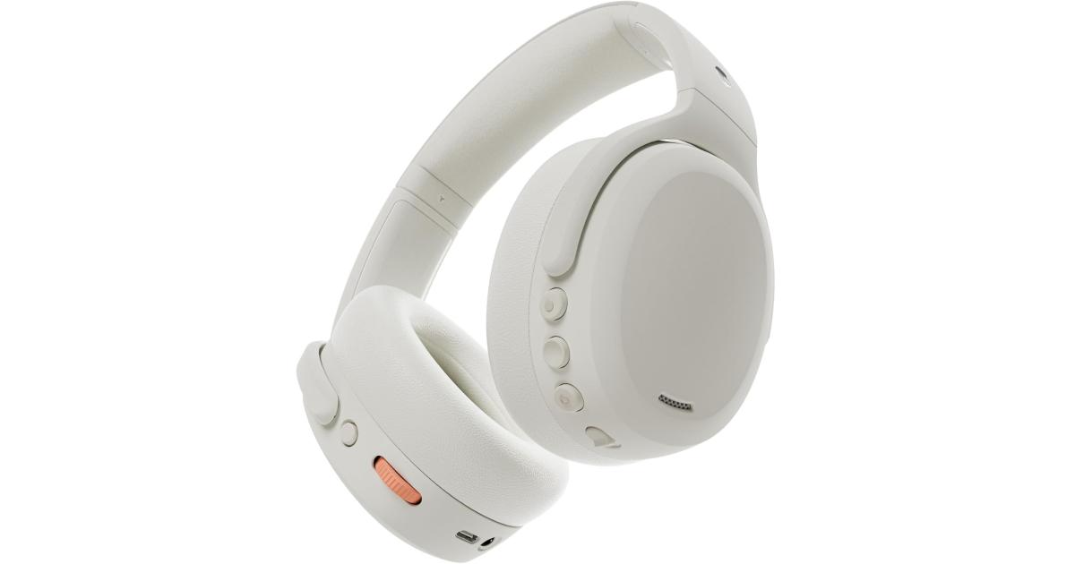 سماعات Skullcandy Crusher ANC 2 Wireless Over-Ear Bluetooth with Multi-Sensory Bass and Charging Cable, Active Noise Cancelling, Up to 60 Hours Battery, Microphone for iPhone Android - Bone
