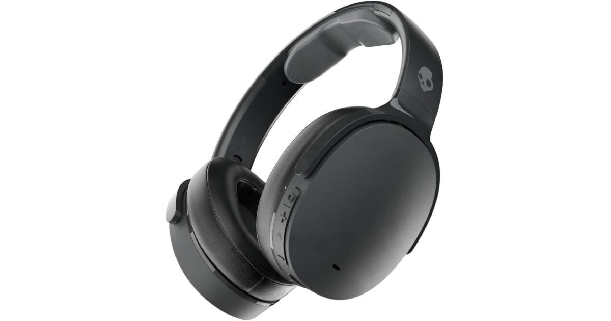 سماعات Skullcandy Hesh ANC Wireless Over-Ear Bluetooth with Charging Cable, Active Noise Cancelling, Up to 22 Hrs Battery, Foldable Lightweight Design, Microphone for iPhone Android - True Black