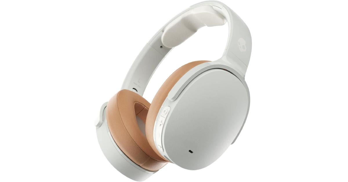 سماعات Skullcandy Hesh ANC Wireless Over-Ear Bluetooth with Charging Cable, Active Noise Cancelling, Up to 22 Hrs Battery, Foldable Lightweight Design, Microphone for iPhone Android - Mod White