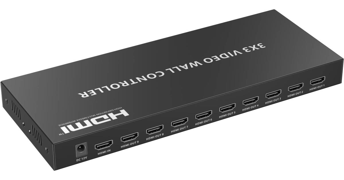 وحدة التحكم في جدار الفيديو Lenkeng LKV109VW 4K 60 هرتز 3x3 تدعم أوضاع الربط 1x2/1x3/1x4/2x2/2x3/3x2/2x4/4x2/3x3 RS-232، مخرج صوت 3.5 مم