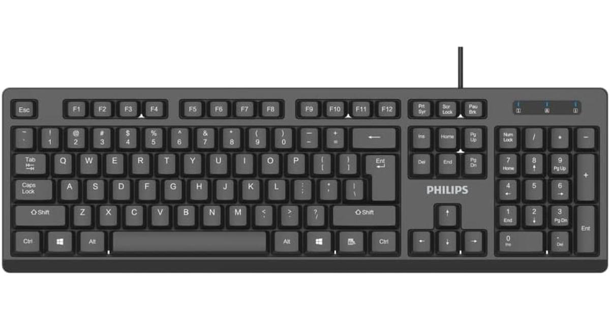 كيبورد Philips K234 USB Wired for PC Laptop Desktop Computers | 104 Keys with Numeric Keypad- Black