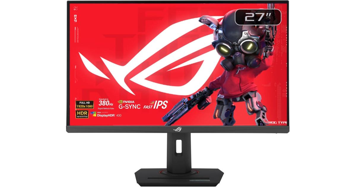 ASUS ROG Strix XG279CNS Fast IPS 27" 380Hz 0.3ms HDR 400 ROG Gaming A.I. Technology eSports FreeSync™ Premium Adustable Stand w/ HDMI , Display Port & USB C