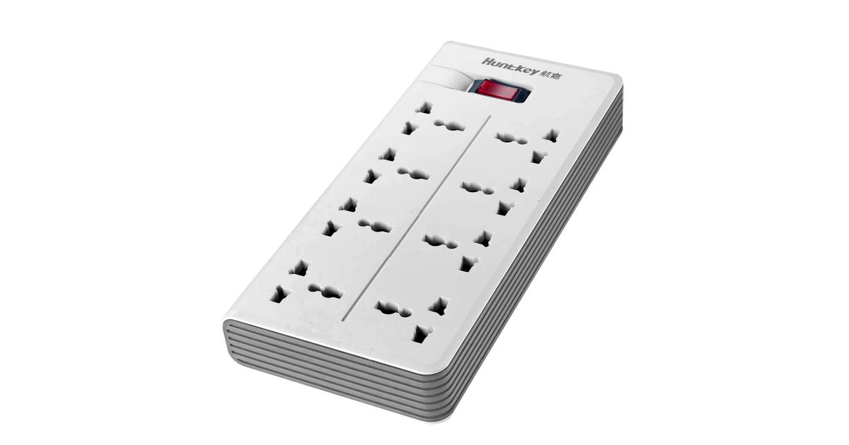 Huntkey PZA801 Universal Power Strip 8x Outlet AC 220-240V Overload Protection MAX2500W-MAX10A 3M - White