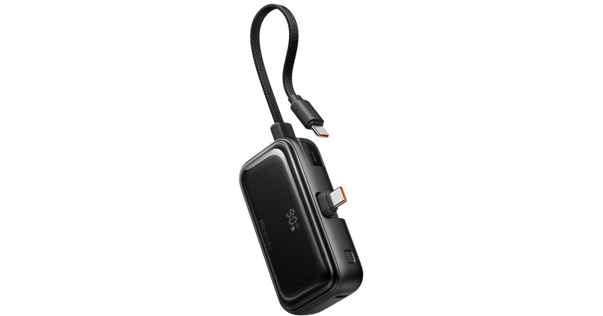 باور بنك (شاحن متنقل) Mcdodo MC-7760 MDD Free kit Series with USB-C Plug Digital Display 5000mAh 20W Portable Phone Charger - Black