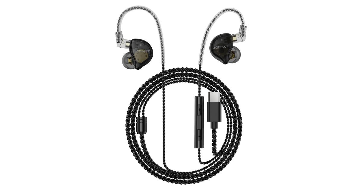 ACEFAST L11 USB-C HiFi Wired Earphones Detachable Cable with Microphone for Audio - Black