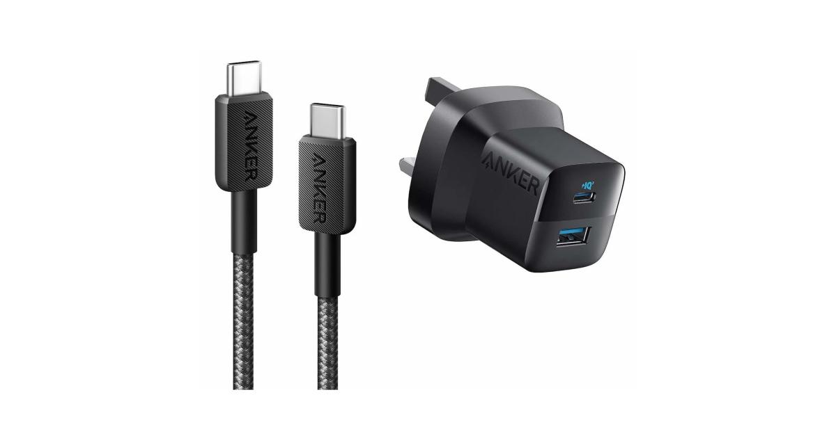 Anker 323, 33W Wall Charger + USB-C To C Cable 90CM, USB Type-A & USB Type-C Interface, ActiveShield Safety System, Portable, Universal Compatibility, Black