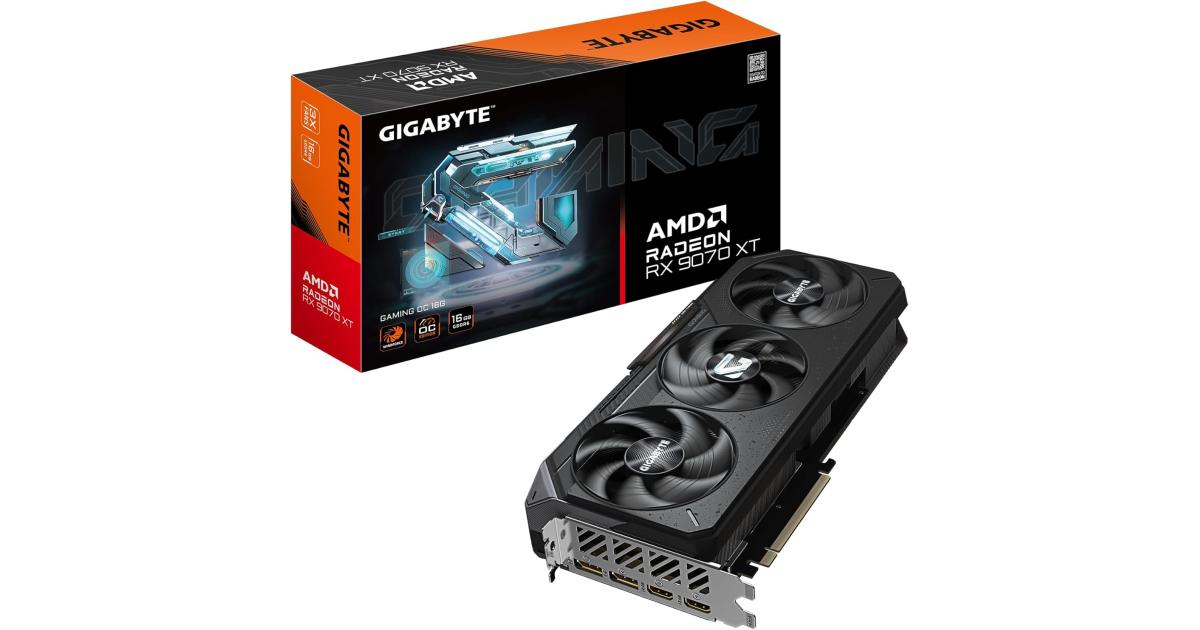 كرت شاشة GIGABYTE Radeon RX 9070 XT GAMING OC , 16GB GDDR6 256-Bit Memory, 3060 MHz Boost Clock, 20 Gbps Memory Clock, 4096 Stream Processors, PCI-Express 5.0