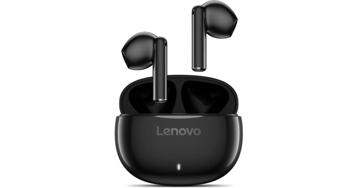 Lenovo E310 True Wireless Stereo Earbuds Bluetooth 5.3 ENC Noise-Cancelling Ear Buds with 13mm Speaker Type-C Charging 20h Battery Life for Music Calls Comfortable Fit Wireless Earbuds - Black