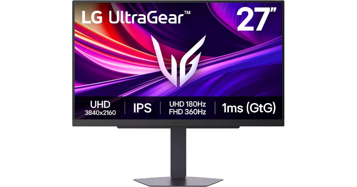 LG Ultragear G8 27G810A 27" IPS 4K UHD Dual Mode (4K 180Hz or FHD 360Hz) 1ms HDR400 130% sRGB HDMI 2.1 G-SYNC Compatible , Black