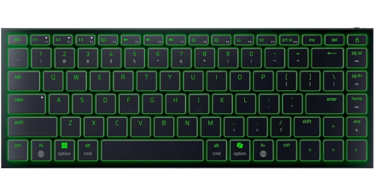 كيبورد Razer Joro Portable Wireless Gaming : Thin, Light, Compact - Chroma RGB - Low Profile Switches - Bluetooth - Long Battery Life - Snap Tap - For PC & Mac Laptops, Steam Deck, Smartphone, Tablet