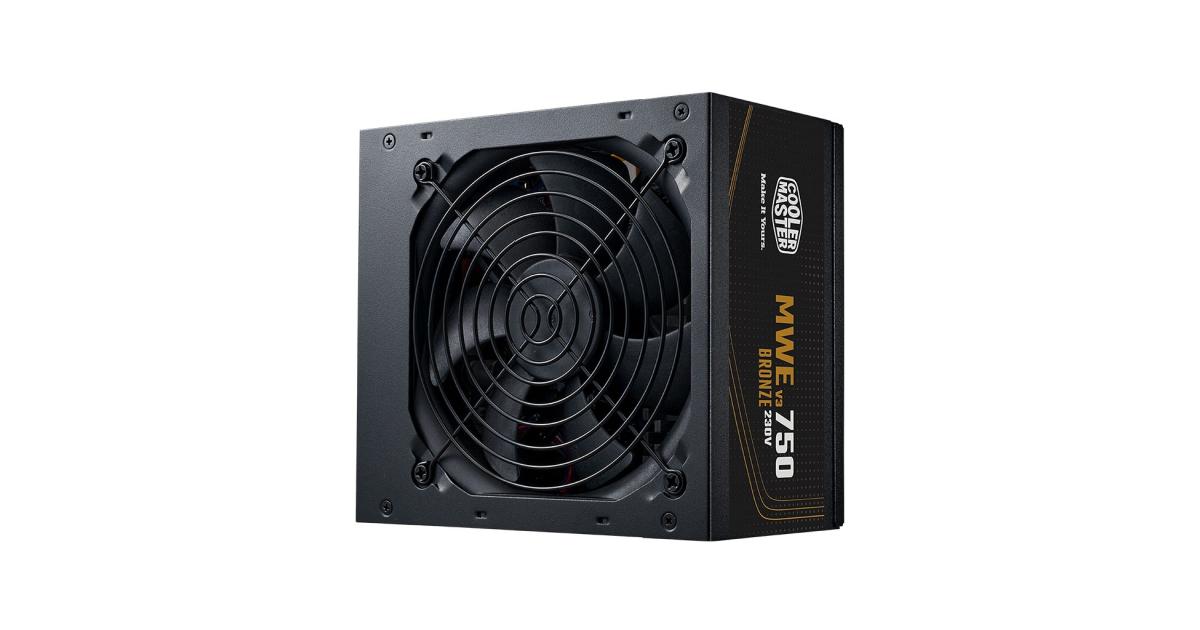 مزود طاقة (PSU) Cooler Master MWE 750W 80+ Bronze ATX 3.1 Non-Modular Quiet HDB Fan , Embossed Cable , Black