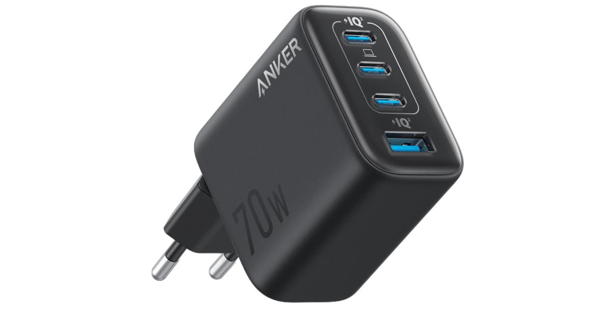 Anker Zolo USB C Wall Charger, 4-Port, PD 3.0 Wall Adapter with 70W Max Output, 3 USB-C and 1 USB-A, Compact and Stable Design, for iPhone 17/16 Series, MacBook, iPad, Pixel, Galaxy, and More (Black)
