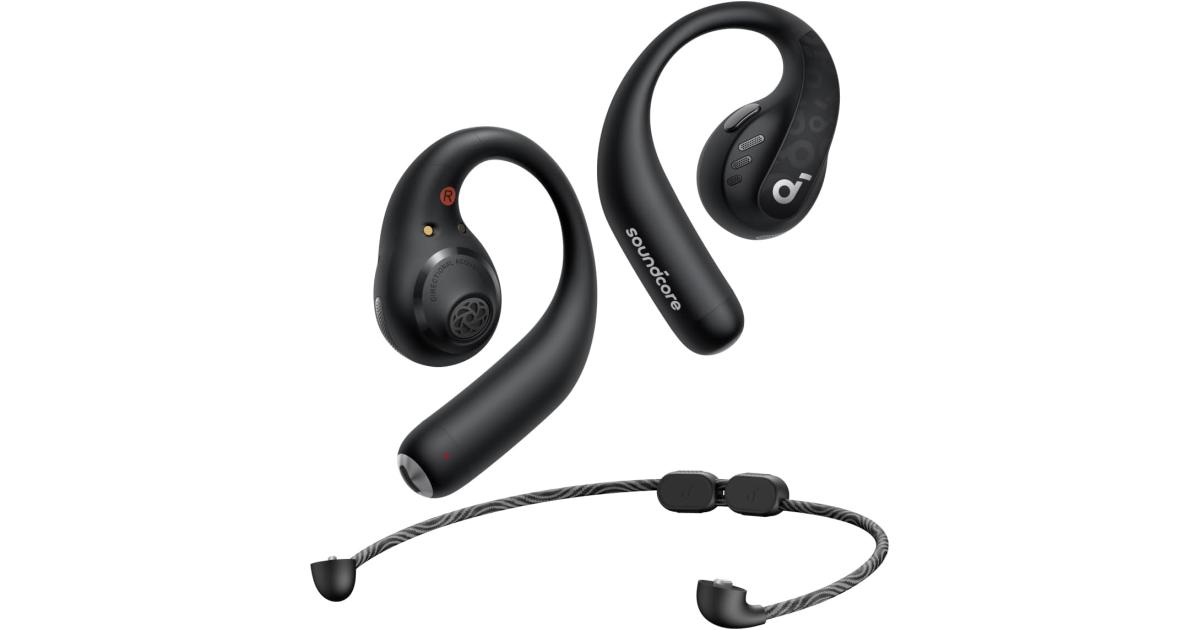 سماعات Anker Soundcore AeroFit Pro Open-Ear , Ultra Comfort, Secure Fit, Ergonomic Design, Rich Sound with LDAC, Bluetooth 5.3, IPX5 Water-Resistant, 46H Playtime - Black