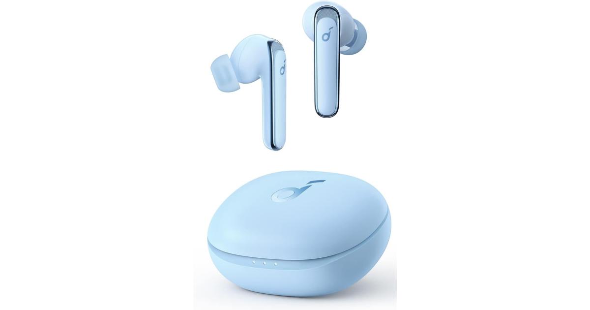Anker Soundcore Life P3 Bluetooth Earphones, Custom 11mm Composite Drivers, Multi-Mode ANC, 6 Microphones with Noise Reduction AI, IPX5 Rated Protection - Sky Blue