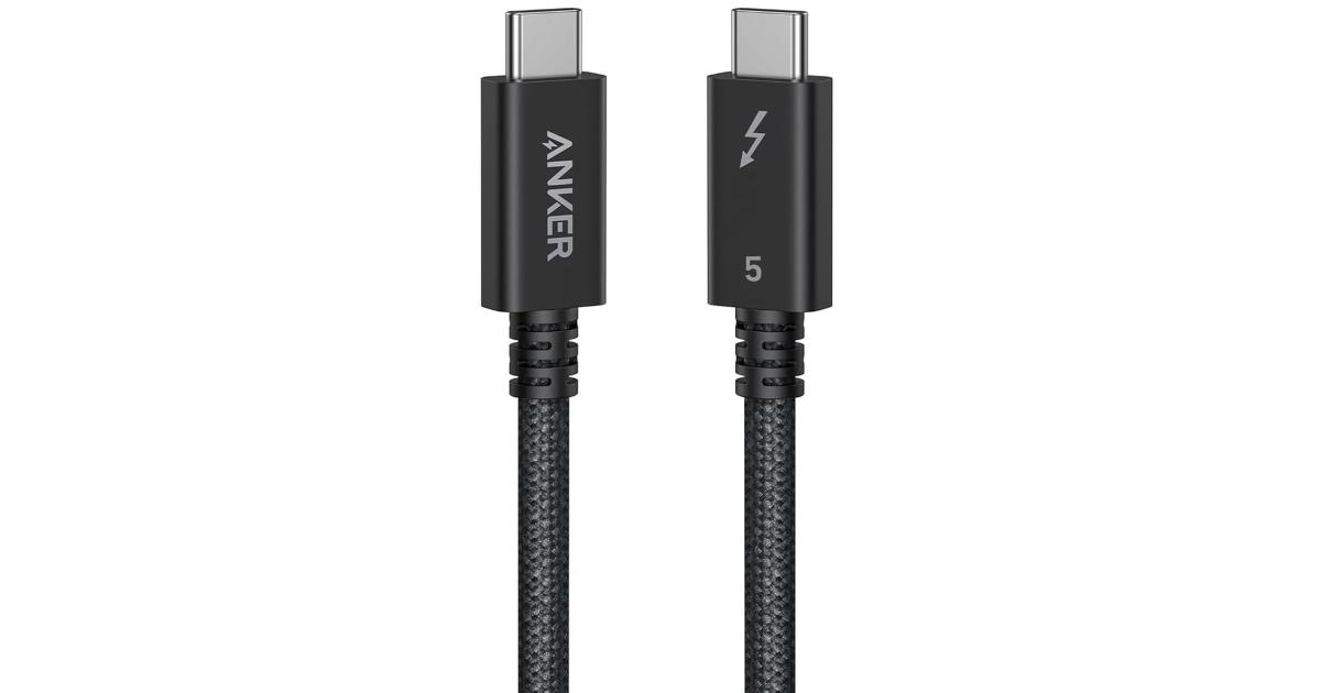 لابتوب آبل MacBook Anker Prime Thunderbolt 5 Cable, 1M USB C to USB C Cable, 240W Charging, 80Gbps Data Transfer, Up to 120Gbps Bandwidth, 8K/4K Displays, for iPhone 16, , and More - Black