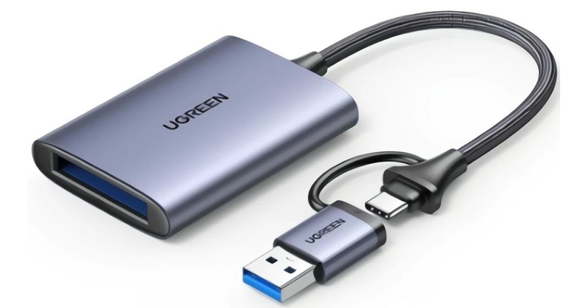 UGREEN 2 in 1 USB-A + C to XQD Card Reader Type-C USB Multifunction Card Reader 339MB/S Memory Card Adapter