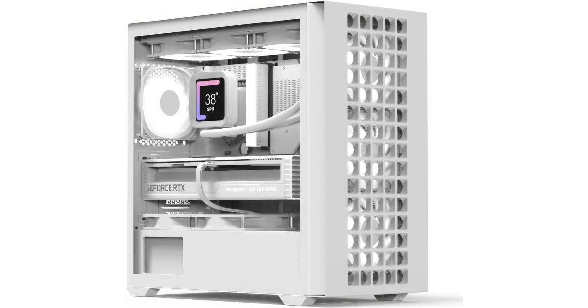 كرت شاشة AeroCool D302A Mini Tower Case, 360mm Radiator Support, 11 Fan Slots, 410mm , Backward-Facing m-ATX/mini-ITX Motherboard, USB Type-C, Magnetic Dust Filter, Mesh Front Panel, Compact Build, White