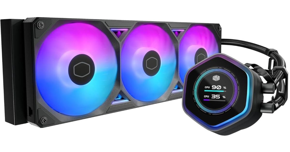 Cooler Master Atmos II 360 LCD AIO CPU Liquid Cooler – 360mm Radiator, Customizable LCD Display, 3X ARGB PWM Fans, Dual-Chamber Pump, Ultra-Quiet Performance, AMD AM5/AM4 & Intel LGA 1851/1700, Black
