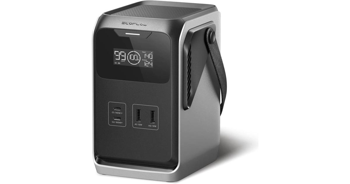 باور بنك (شاحن متنقل) EcoFlow TRAIL 200 DC Portable Power Station, 192Wh LiFePO4 Battery, Solar Generator, 220W DC Output, Compact for Camping, Travel, Outdoors, and Emergency Use