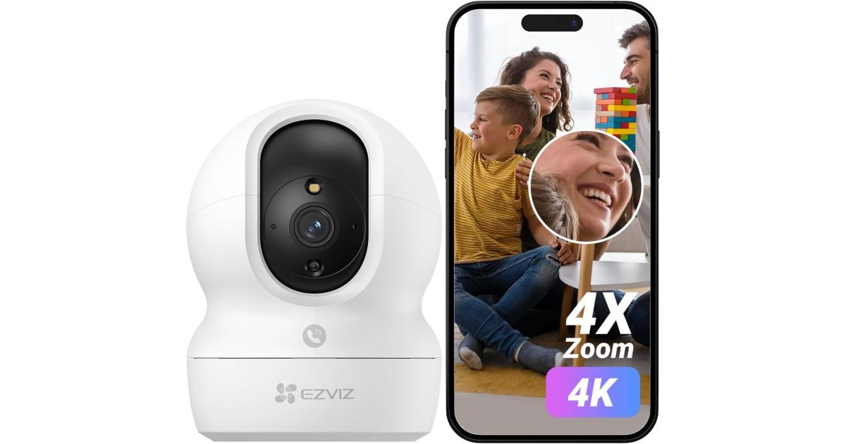 شاشة EZVIZ CP1 Pro 4K Indoor Security Camera, WiFi Camera, Baby 5GHz 2.4GHz, 360° Pan Tilt, Smart Colour Night Vision, Auto Tracking, Two Way Audio, Pre-set Points Patrol Mode, Alexa Compatible
