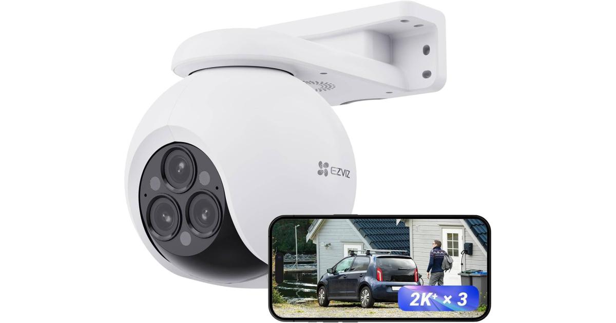 Ezviz H80F Multi Triple-Lens Smart Home Wi-Fi Camera, 2K+ Triple Lenses, 360° Panoramic View, 12x Mixed Zoom, Color Night Vision, Two Patrol Modes, IP67 Weatherproof, White