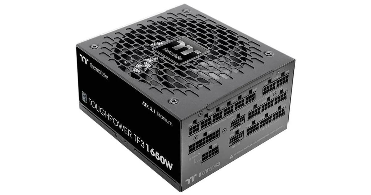 Thermaltake Toughpower TF3 1650W; ATX 3.1; x2 Native PCIe 5.1 12V-2x6; Full Modular; Etched Flat Cables; Multi/Single Rail OCM Toggle; 100% Japanese Capacitors; 80 Plus Titanium Certified; Black