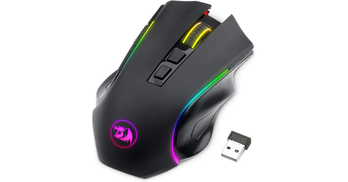 ماوس ألعاب Redragon M602 Wireless Griffin RGB , Tri-Mode 2.4G/USB-C/Bluetooth Mouse Gaming, RGB Spectrum Backlit Ergonomic Mouse with 7 Programmable Backlight Modes up to 8000 DPI for Win PC Gamers