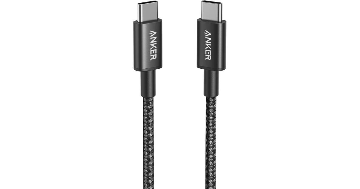 كابل شحن Anker USB-C to USB-C 2.0 cable (3ft/0.9m), High Durability Type C Braided Compatible with All Android Devices And More, Black