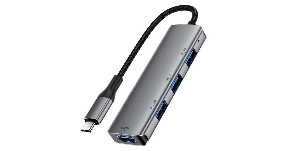 ACEFAST J15 4 in 1 USB-C Hub 5Gbps High Speed Data Transfer USB 3.0 Docking Station Plug and Play - Gray