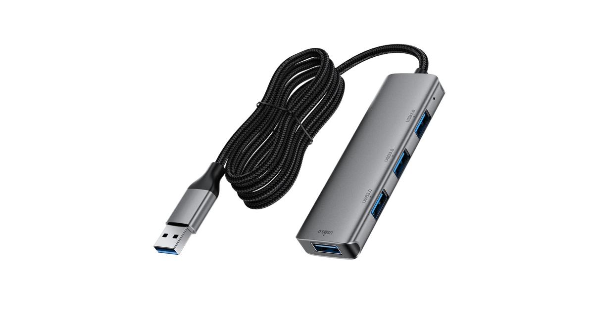 موزع منافذ (USB Hub) ACEFAST J17 4 in 1 5Gbps High Speed Data Transfer USB 3.0 Docking Station with 1m Cable - Gray