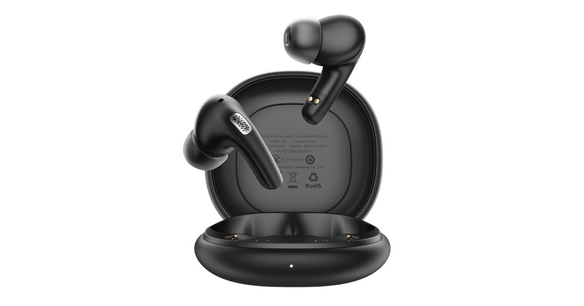 سماعة رأس ACEFAST W3 TWS Bluetooth-Compatible Earbuds Active Noise Cancelling Wireless In-Ear - Black