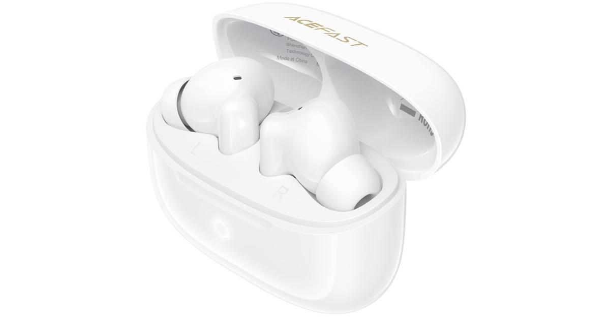 سماعة رأس ACEFAST W7 Wireless Earbuds BT 6.0 TWS Low Latency with 13mm Dynamic Speaker for Music/Calls – White