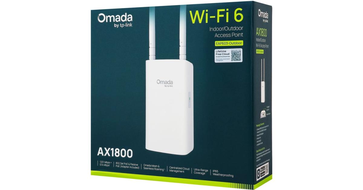 TP-Link Omada EAP603-Outdoor Long Range Outdoor Access Point – Wi-Fi 6 AX1800 Dual Band, up to 3,200 sq. ft., PoE Powered, IP65 Weatherproof