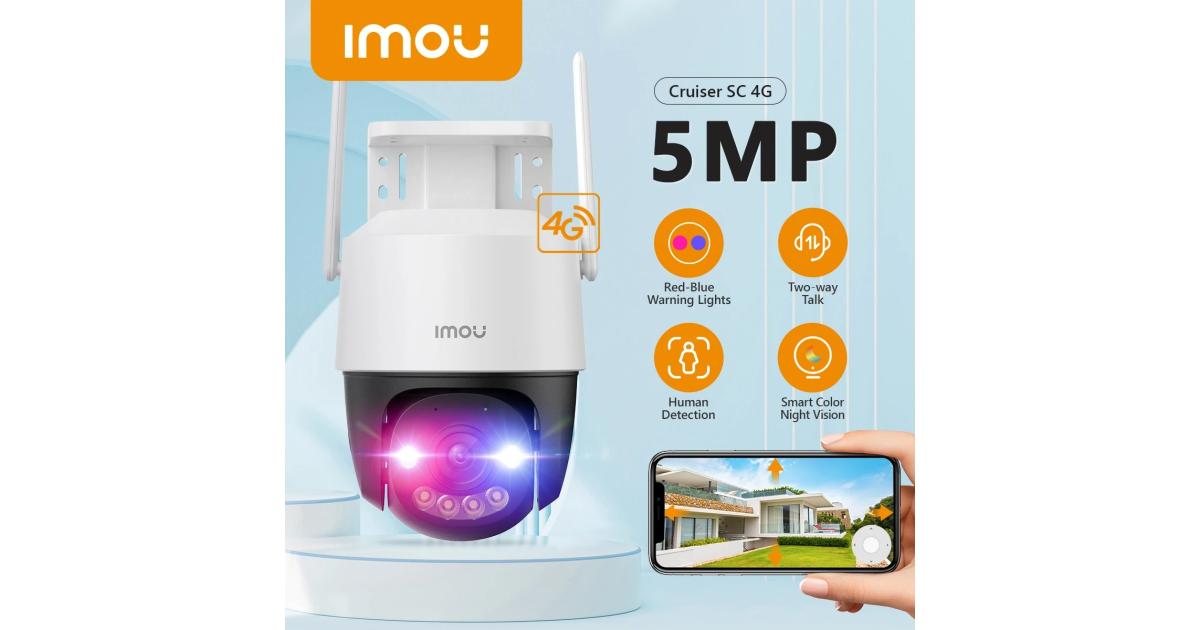 IMOU Cruiser SC 4G Camera Red-Blue Warning Lights Outdoor Security Camera Full-Color Night Vision AI Human Detection IP66